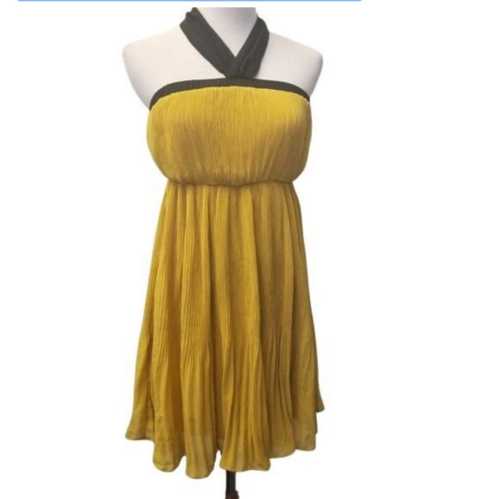 Takara mini dress Halter or tube top Mustard or Gold colored Women's size Small